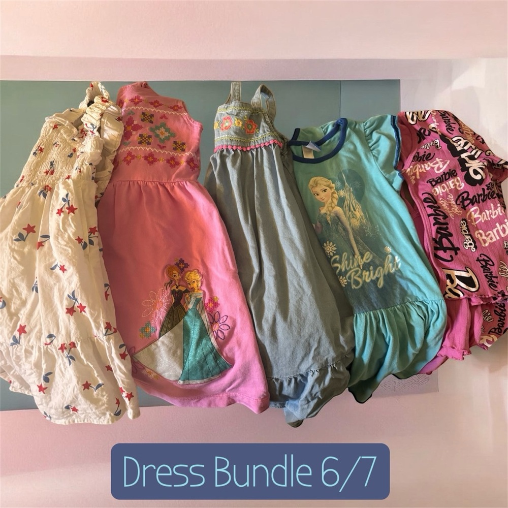 Disney, Barbie and Patriotic Stars Girls Dress Bundle Size 6/7